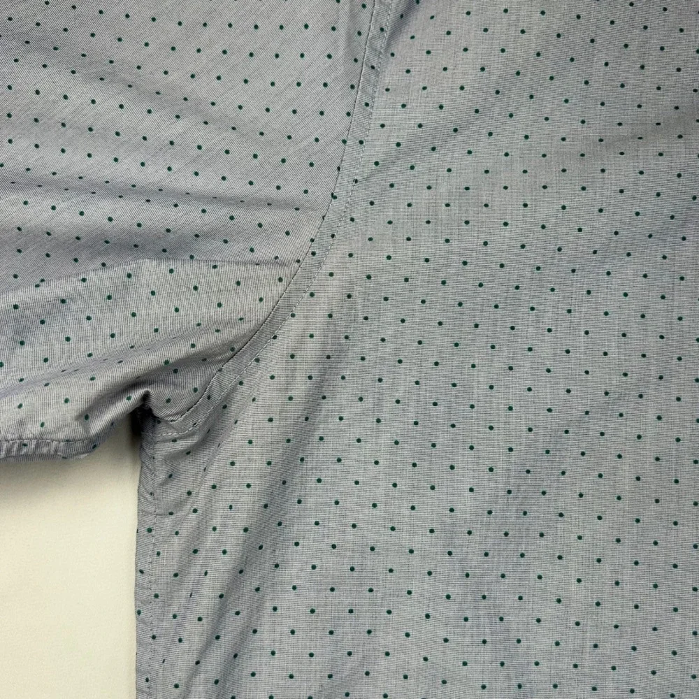 Banana Republic Mens Slim Flex Fit Tech Stretch Cotton Polka Dot Shirt Blue M